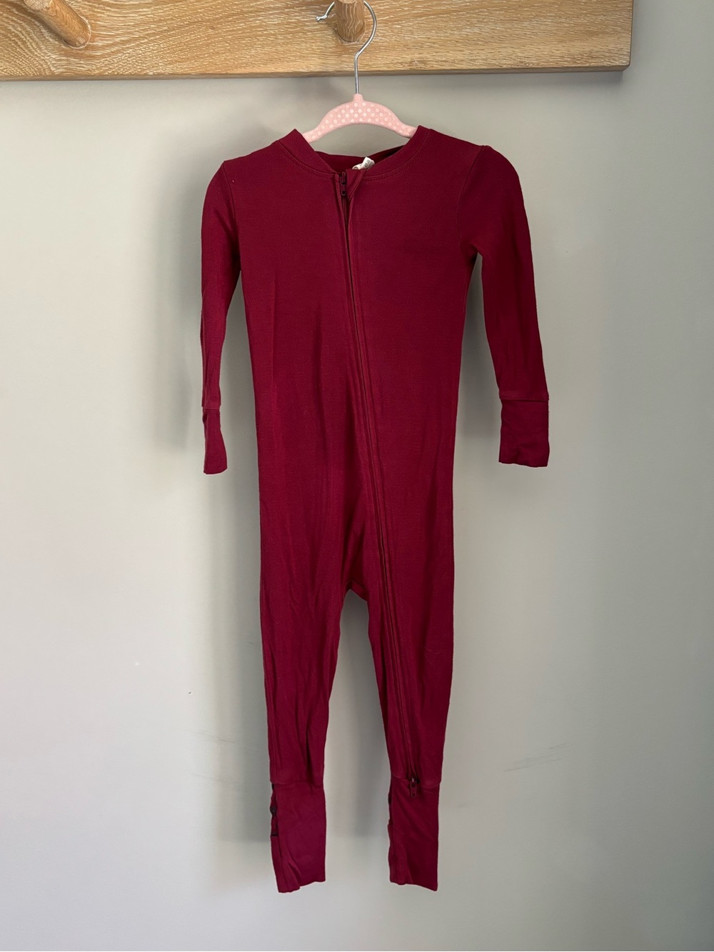 Kate Quinn long sleeve convertible zippy pj, pomegranate seed, modal